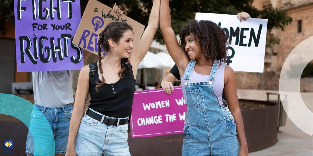 teens protesting together for women's rights